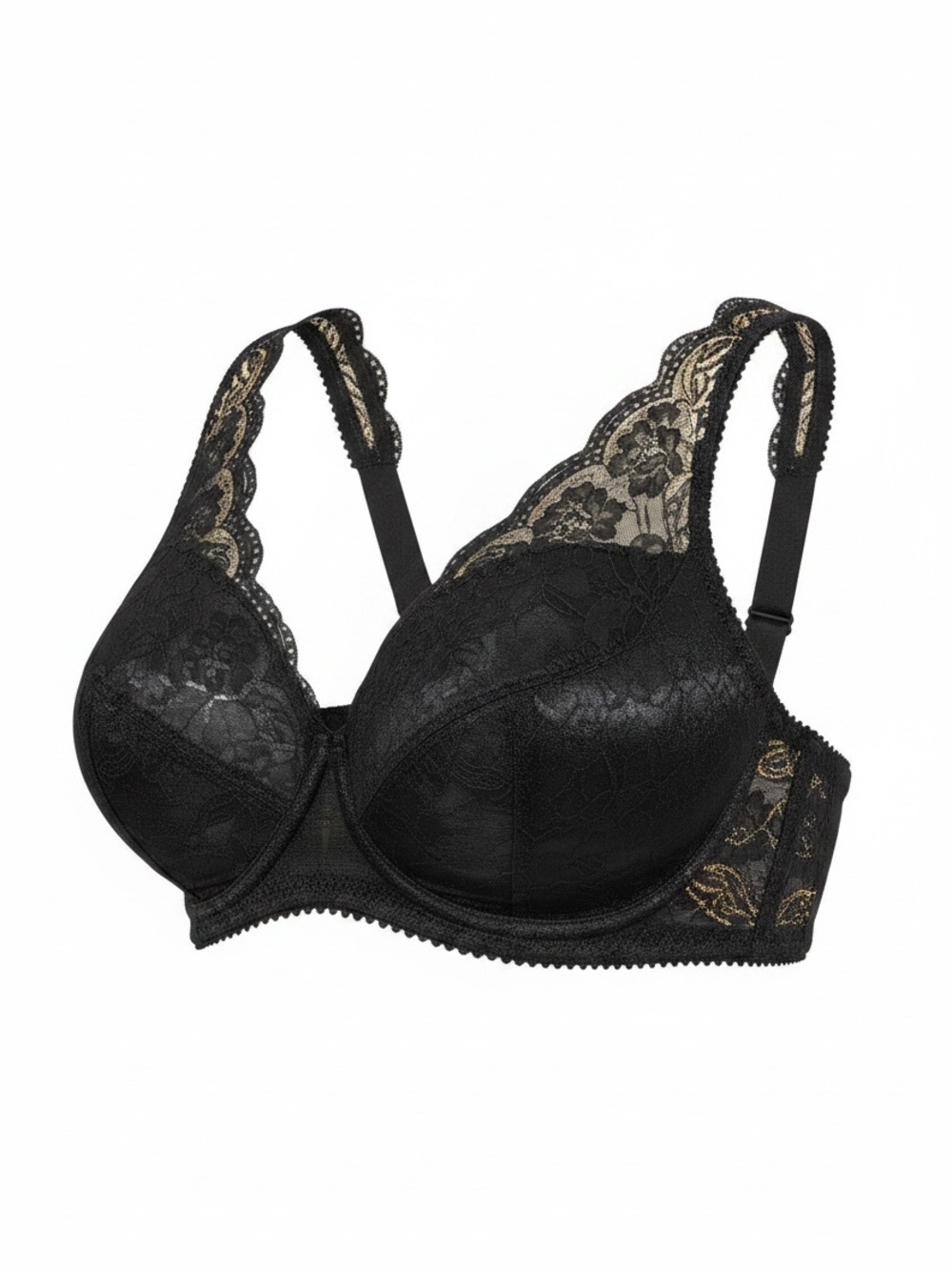 Rhonda Shear Black Lace Underwire Bra with Ivory Lace Accent - Picture 3 of 6